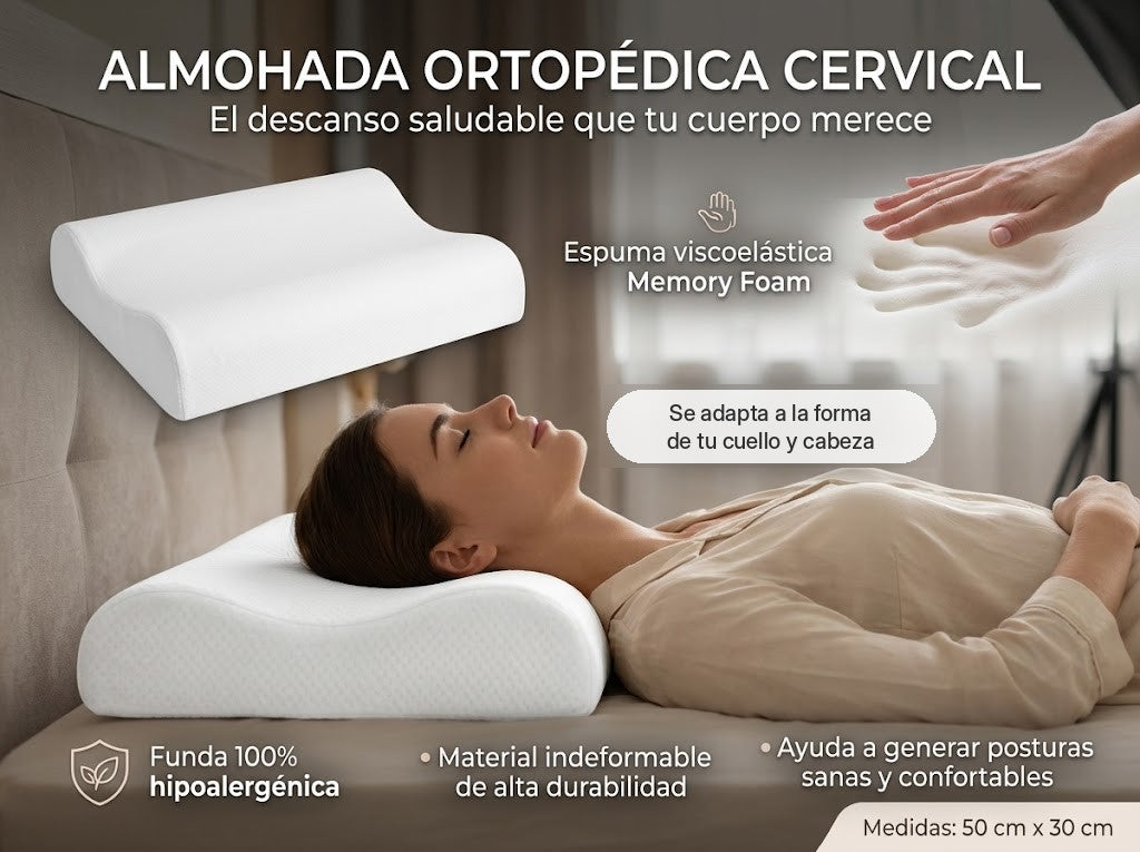 Almohada ortopédica cervical de memory foam